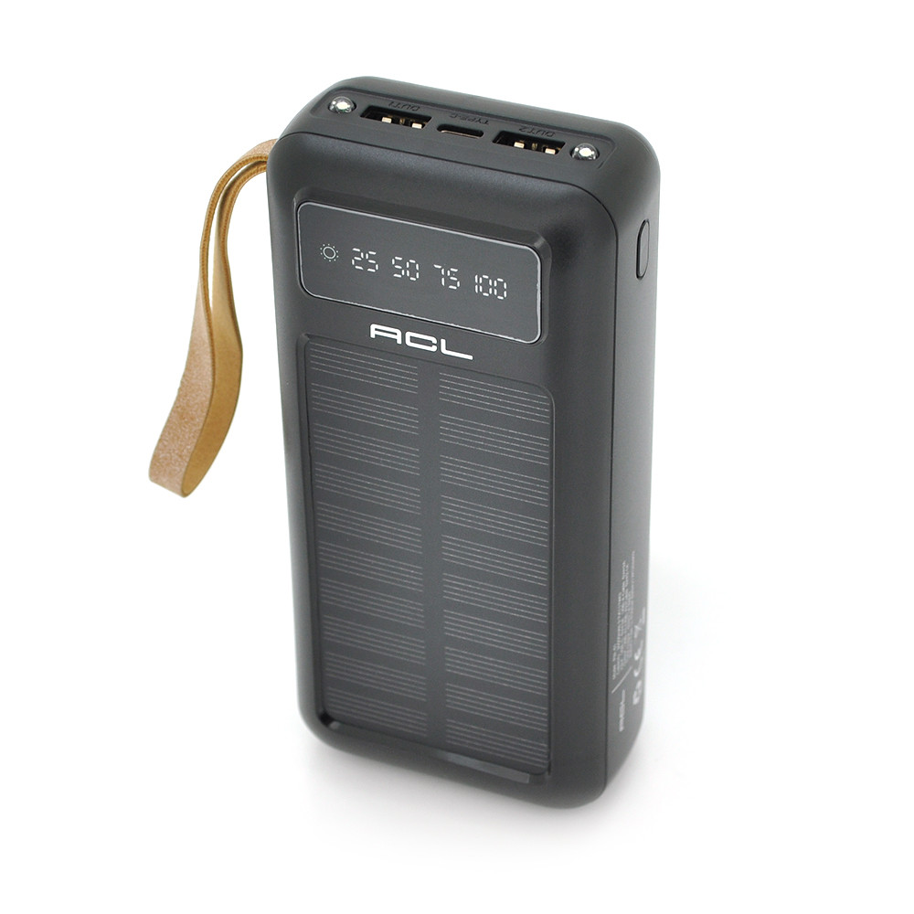Powerbank ACL PW-61 30000mAh, SOLAR, Type-C/Lighting/Micro/USB, Black, Box, фото 1