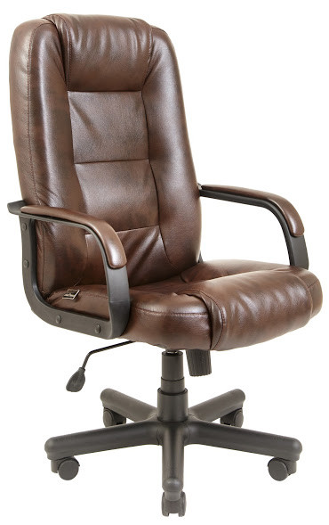 Крісло офісне Челсі пластик підлокітники рич механізм Tilt екошкіра Титан ДК Браун (Richman ТМ)