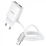 Home Charger | 2.4A | 2U | Lightning Cord (1m) — Hoco C82A — White, фото 4