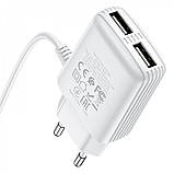 Home Charger | 2.4A | 2U | Lightning Cord (1m) — Hoco C82A — White, фото 5