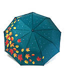 Парасолька автомат Susino №3030 жіноча на 9 спиць з осіннім листям Темно-зелений, фото 2