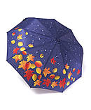 Парасолька автомат Susino №3030 жіноча на 9 спиць з осіннім листям Фіолетовий, фото 3