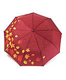 Парасолька автомат Susino №3030 жіноча на 9 спиць з осіннім листям Червоний, фото 2