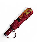 Парасолька автомат Susino №3030 жіноча на 9 спиць з осіннім листям Червоний, фото 4