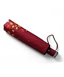 Парасолька автомат Susino №3030 жіноча на 9 спиць з осіннім листям Червоний, фото 5