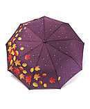Парасолька автомат Susino №3030 жіноча на 9 спиць з осіннім листям Бузковий, фото 2