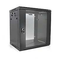 Шафа Merlion 15U, 600*450*768 (Ш*Г*В)мм  загартоване скло, чорна, сталь 1,2мм з замком
