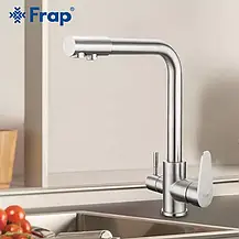 Змішувач для кухні на дві води Frap F4348, сатин, фото 2
