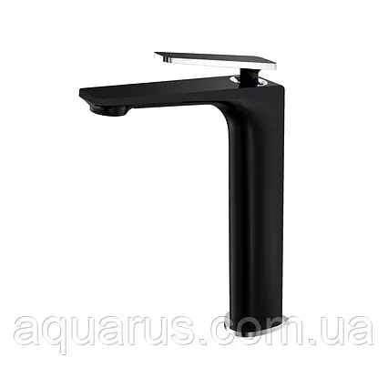 Змішувач для умивальника Frap F1057-2 високий, чорний/хром, фото 1