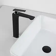 Змішувач для умивальника Frap F1057-2 високий, чорний/хром, фото 2