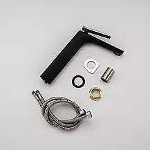 Змішувач для умивальника Frap F1057-2 високий, чорний/хром, фото 5