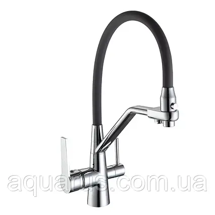 Змішувач для кухні на дві води Frap F4374, сірий/хром, фото 1