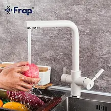 Змішувач для кухні під фільтр Frap F4352-24, білий, фото 2