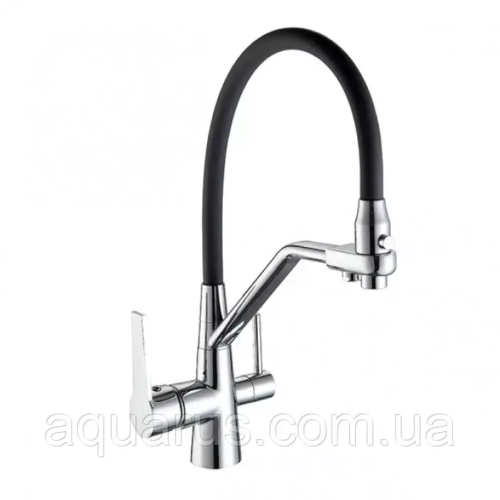 Змішувач для кухні на дві води Frap F4374-1, чорний/хром