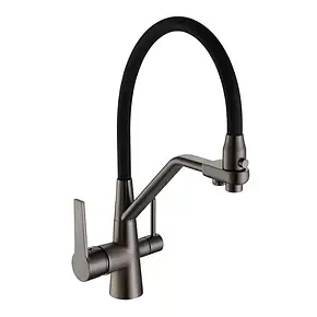 Змішувач для кухні на дві води Frap F4374-15, сірий, фото 1