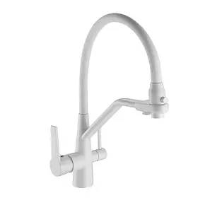 Змішувач для кухні на дві води Frap F4374-8, білий, фото 1