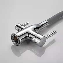 Змішувач для кухні під фільтр з гнучким виливом Frap F4396, хром/сірий, фото 4