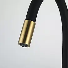 Змішувач для кухні під фільтр із гнучким виливом Frap F4396-3, сатин золотий/чорний, фото 4