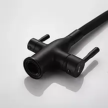 Змішувач для кухні під фільтр з гнучким виливом Frap F4396-6, чорний, фото 4