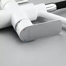 Змішувач для кухні на дві води GAPPO G4348 з гнучким виливом, білий/хром, фото 3