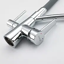 Змішувач для кухні під фільтр GAPPO G4398-17 з гнучким виливом, сірий/хром, фото 3