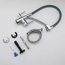 Змішувач для кухні під фільтр GAPPO G4398-17 з гнучким виливом, сірий/хром, фото 5