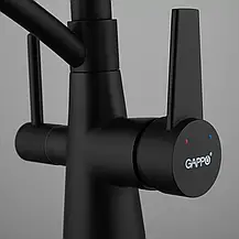 Змішувач для кухні на дві води GAPPO G4398-16 з гнучким виливом, чорний, фото 3