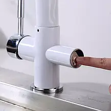 Змішувач для кухні з фільтром GAPPO G4398-9 з гнучким виливом, білий/чорний, фото 4