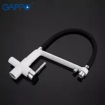 Змішувач для кухні з фільтром GAPPO G4398-9 з гнучким виливом, білий/чорний, фото 5