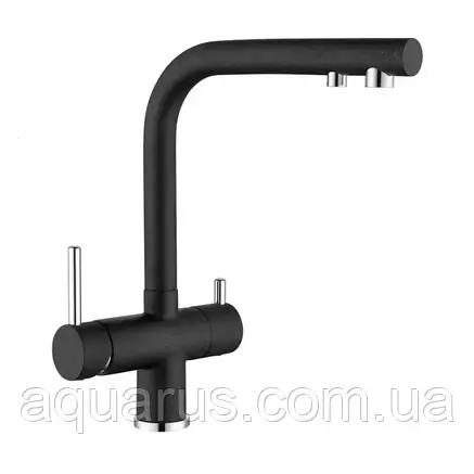 Змішувач для кухні на дві води GAPPO G43752-7 під фільтр, чорний/хром, фото 1