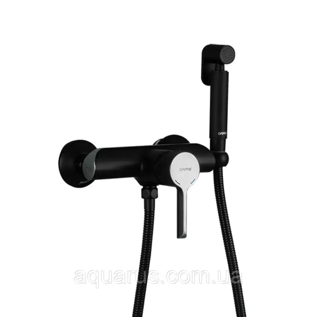 Змішувач для душу з гігієнічною лійкою GAPPO G2003-6, чорний/хром