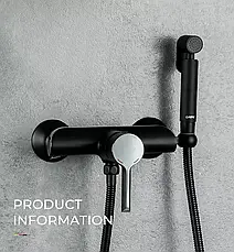 Змішувач для душу з гігієнічною лійкою GAPPO G2003-6, чорний/хром, фото 2