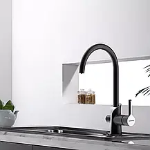 Змішувач для кухні з підключенням фільтра GAPPO G4303-6, чорний/хром, фото 2