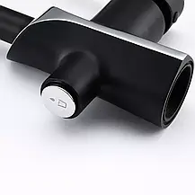 Змішувач для кухні з підключенням фільтра GAPPO G4303-6, чорний/хром, фото 3