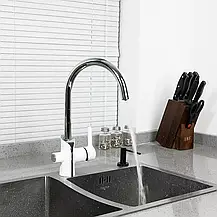 Змішувач для кухні з підключенням фільтра GAPPO G4303-8, білий/хром, фото 2