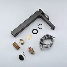 Змішувач для умивальника високий GAPPO G1017-92, збройова сталь, фото 4