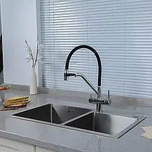 Змішувач для кухні з підключенням фільтра GAPPO G4398-80, хром, фото 2