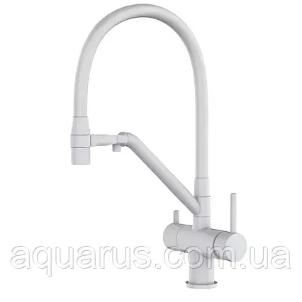 Змішувач для кухні GAPPO G4398-88 із підключенням фільтра питної води, гнучкий вилив, білий, фото 1