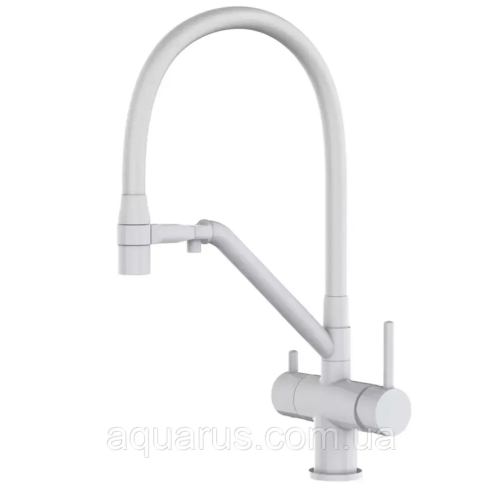 Змішувач для кухні GAPPO G4398-88 із підключенням фільтра питної води, гнучкий вилив, білий