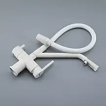 Змішувач для кухні GAPPO G4398-88 із підключенням фільтра питної води, гнучкий вилив, білий, фото 5