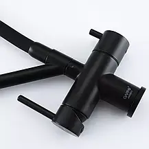 Змішувач для кухні з підключенням фільтра GAPPO G4398-86, чорний, фото 4