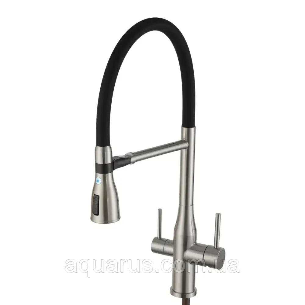 Змішувач для кухні GAPPO G4399-75 із підключенням фільтра питної води, з фіксатором, сатин/чорний