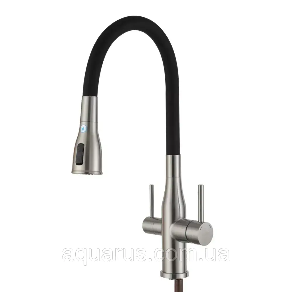 Змішувач для кухні GAPPO G4399-65 із підключенням фільтра питної води, сатин/чорний