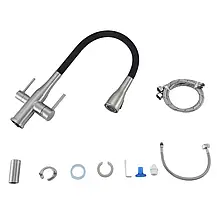 Змішувач для кухні GAPPO G4399-65 із підключенням фільтра питної води, сатин/чорний, фото 3