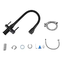 Змішувач для кухні GAPPO G4399-66 із підключенням фільтра питної води, чорний, фото 3