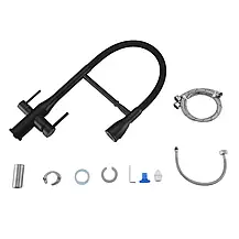 Змішувач для кухні GAPPO G4399-76 з підключенням фільтра питної води, з фіксатором, чорний, фото 5