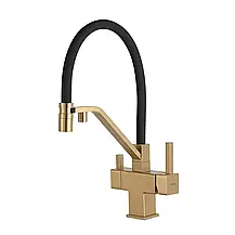 Змішувач для кухні під осмос GAPPO G4395-63 з гнучким виливом, золото, фото 5