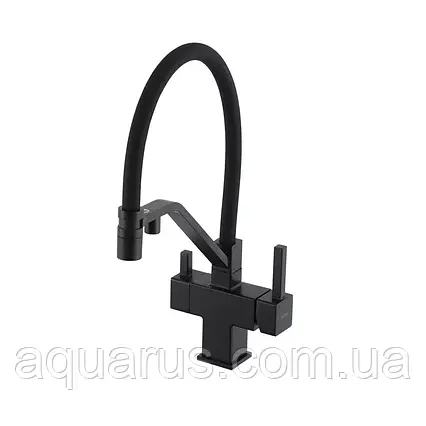 Змішувач для кухні під осмос GAPPO G4395-66 з гнучким виливом, чорний, фото 1