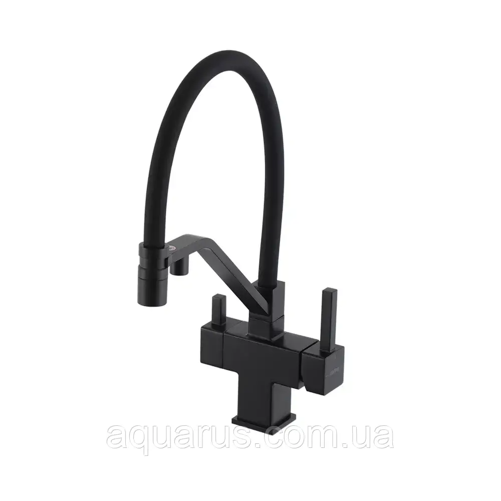 Змішувач для кухні під осмос GAPPO G4395-66 з гнучким виливом, чорний
