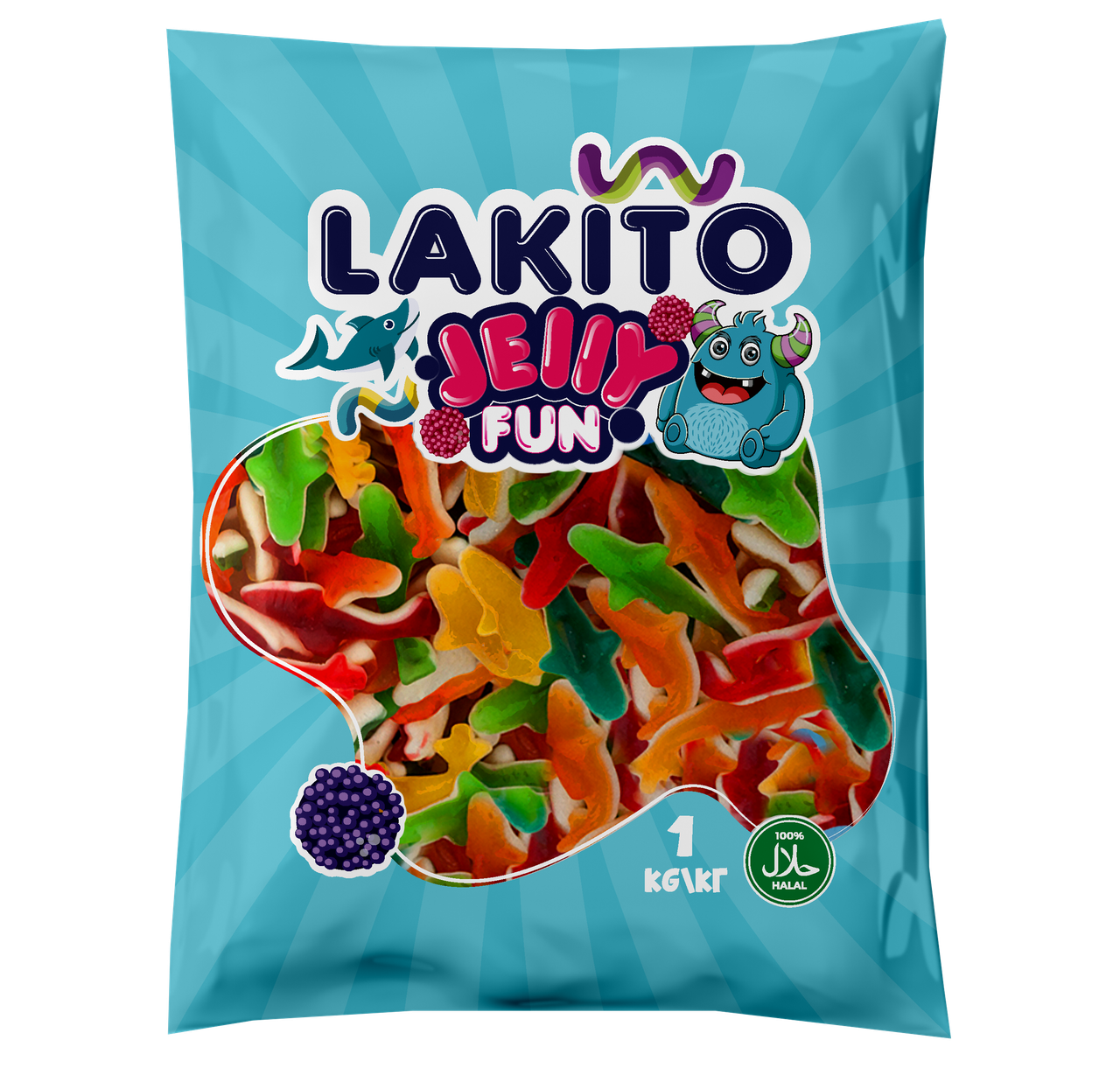 Желейні цукерки Яскраві акули 1 кг TM Lakito Бельгія
